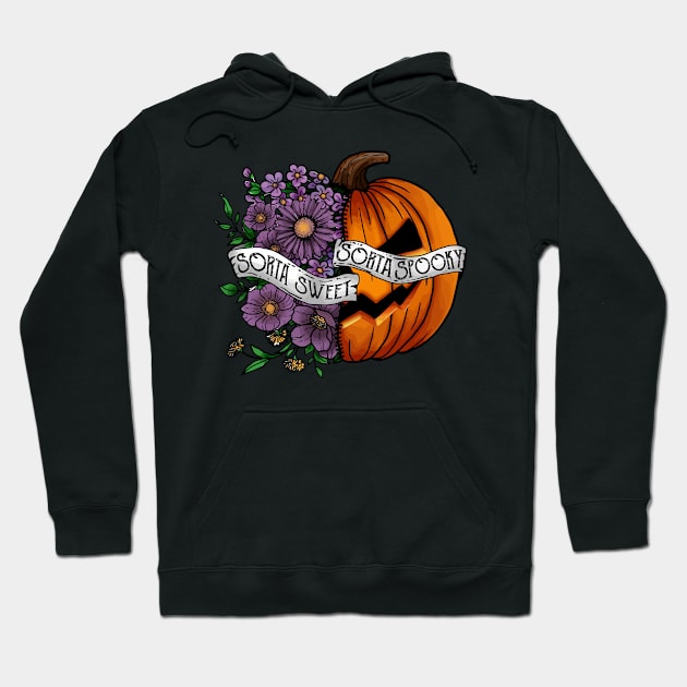 Sorta Sweet Sorta Spooky, Vintage Halloween, Flower Pumpkin Hoodie by yass-art